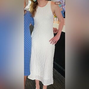 ASTR crinkle white dress with open oval back